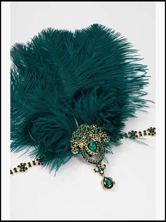 Ostrich Feather Crystal Headband Flapper 1920s Gatsby Party Hair Accessory main image 4